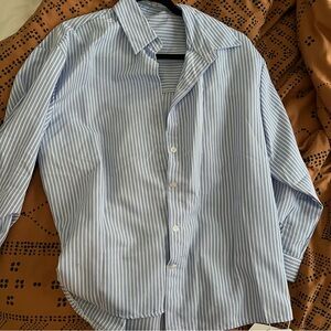 Brand new blue and white striped boyfriend shirt one size